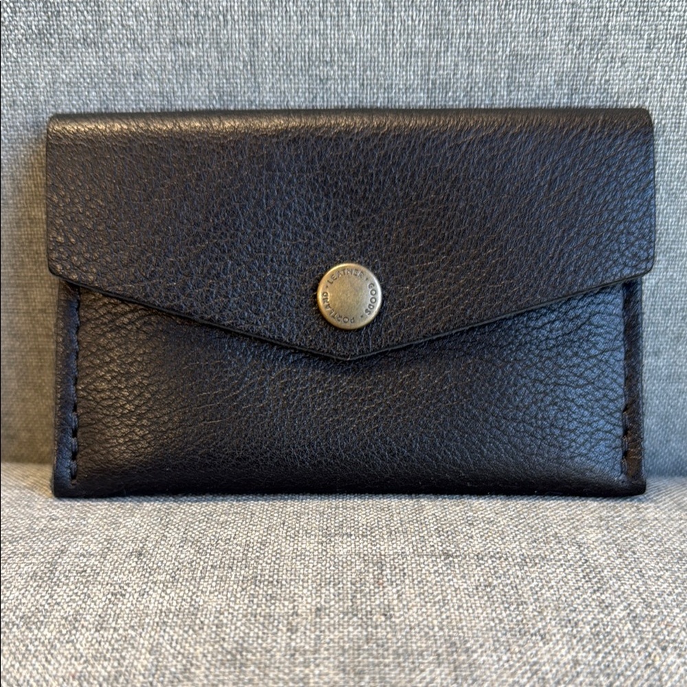 Black Leather Mini Envelope Wallet